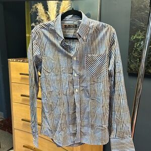 Ben Sherman Signature Blue & Black Gingham Button-Down Shirt | Size M